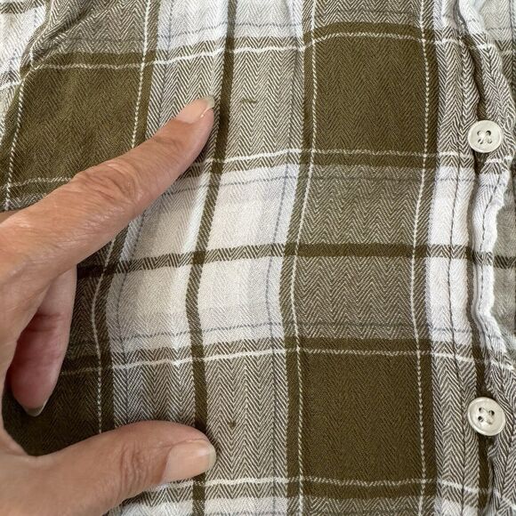 Banana Republic Factory Green/White Plaid Boyfriend Fit Button Down Pocket Small - Picture 9 of 11